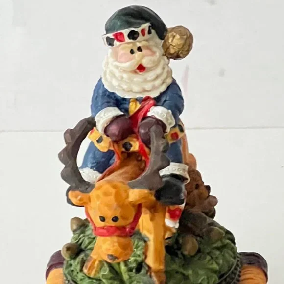 Vintage Whimsical Santa Riding ReindeerTrinket Boxes - Picture 5 of 16